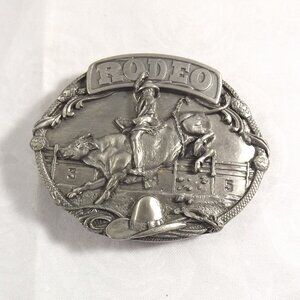 Vintage Siskiyou Pewter Rodeo Belt Buckle